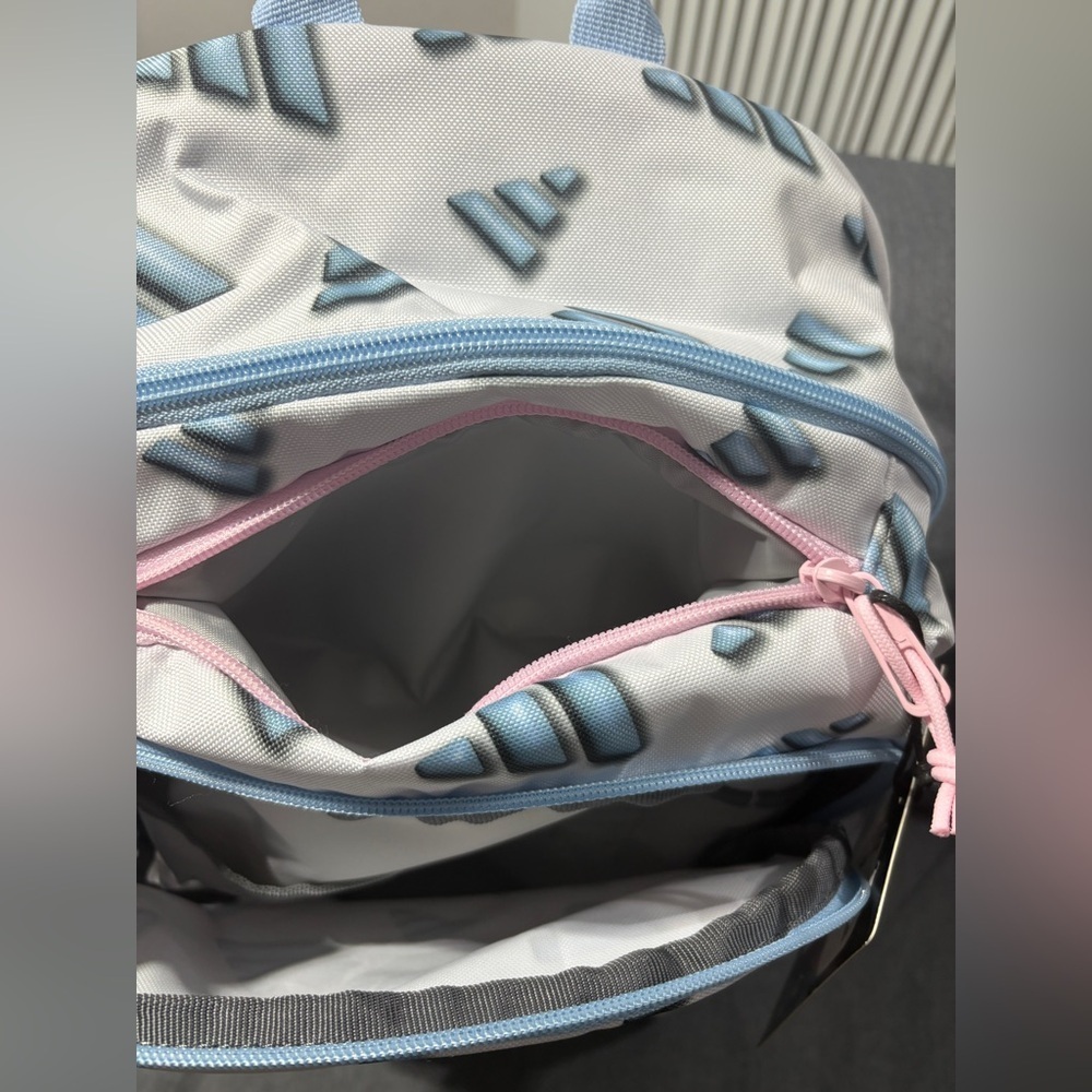 Adidas Kids' Pink and Blue Geometric Backpack - Picture 6 of 7